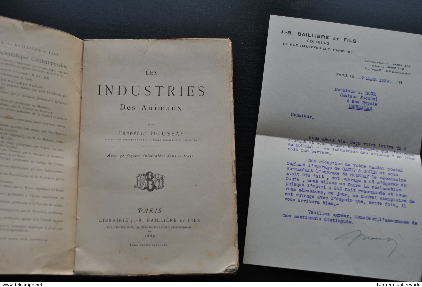 HOUSSAY Frédéric Les Industries Des Animaux 1890 Librairie Baillière Et Fils Chasse Pêche élevage  - 1801-1900