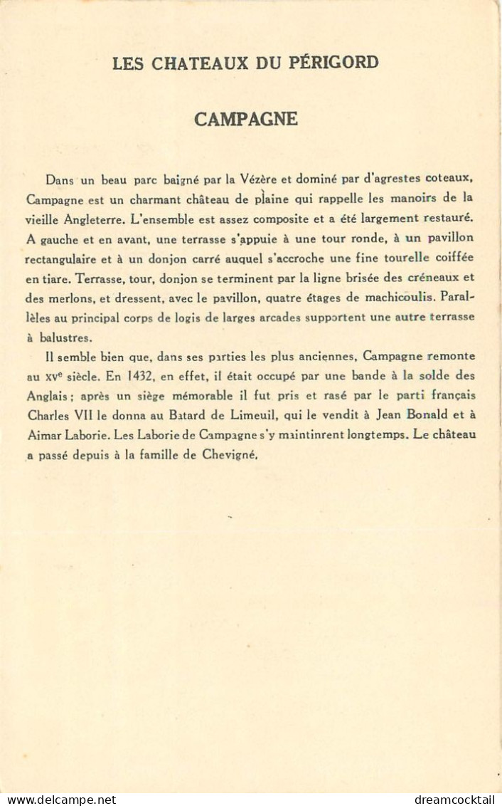 (S) 24 DORDOGNE. Lot De 10 Cpa Sur Les Châteaux Du Périgord Avec Note Au Verso - Schlösser