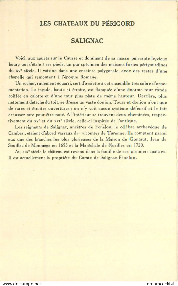 (S) 24 DORDOGNE. Lot De 10 Cpa Sur Les Châteaux Du Périgord Avec Note Au Verso - Castelli