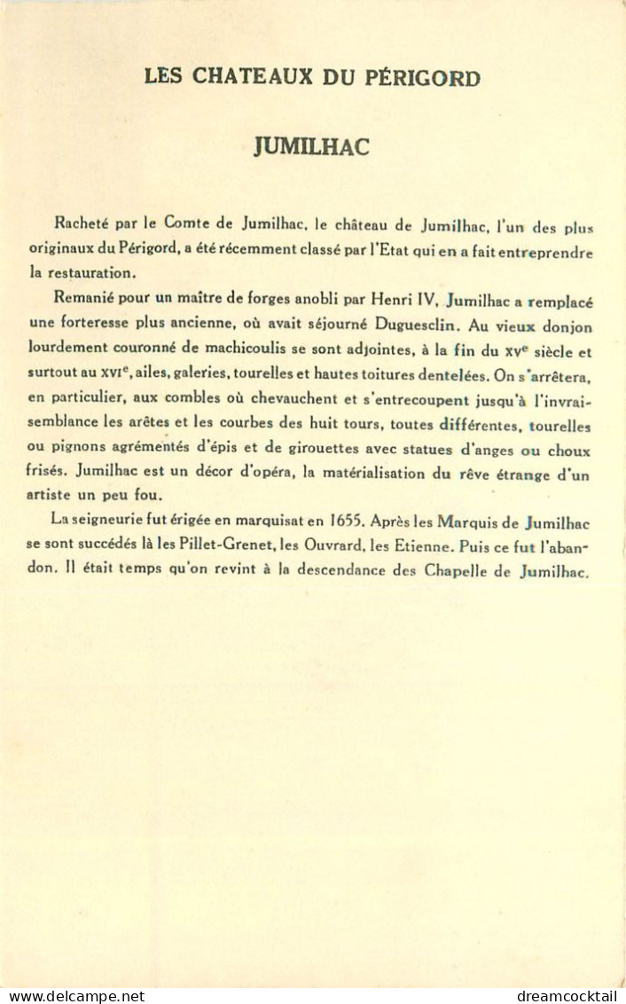 (S) 24 DORDOGNE. Lot de 10 cpa sur les Châteaux du Périgord avec note au verso