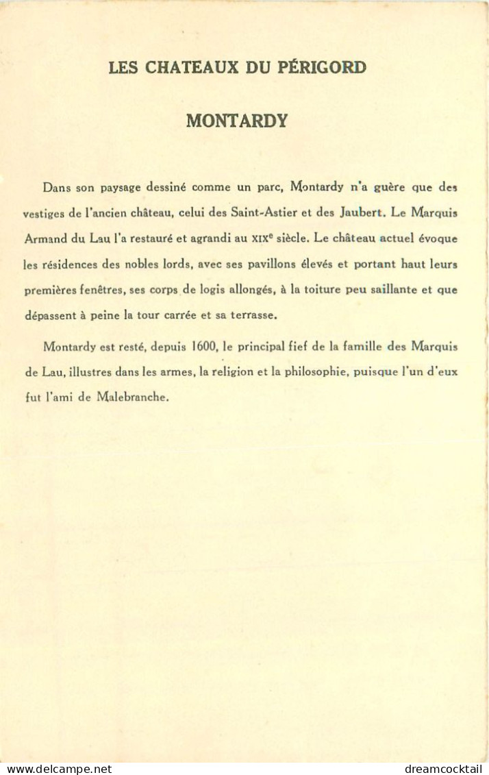 (S) 24 DORDOGNE. Lot de 10 cpa sur les Châteaux du Périgord avec note au verso