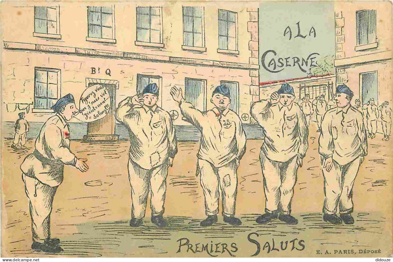 Militaria - Humoristique - Premiers Saluts - Scènes Militaires - Correspondance - CPA - Voir Scans Recto-Verso - Humour