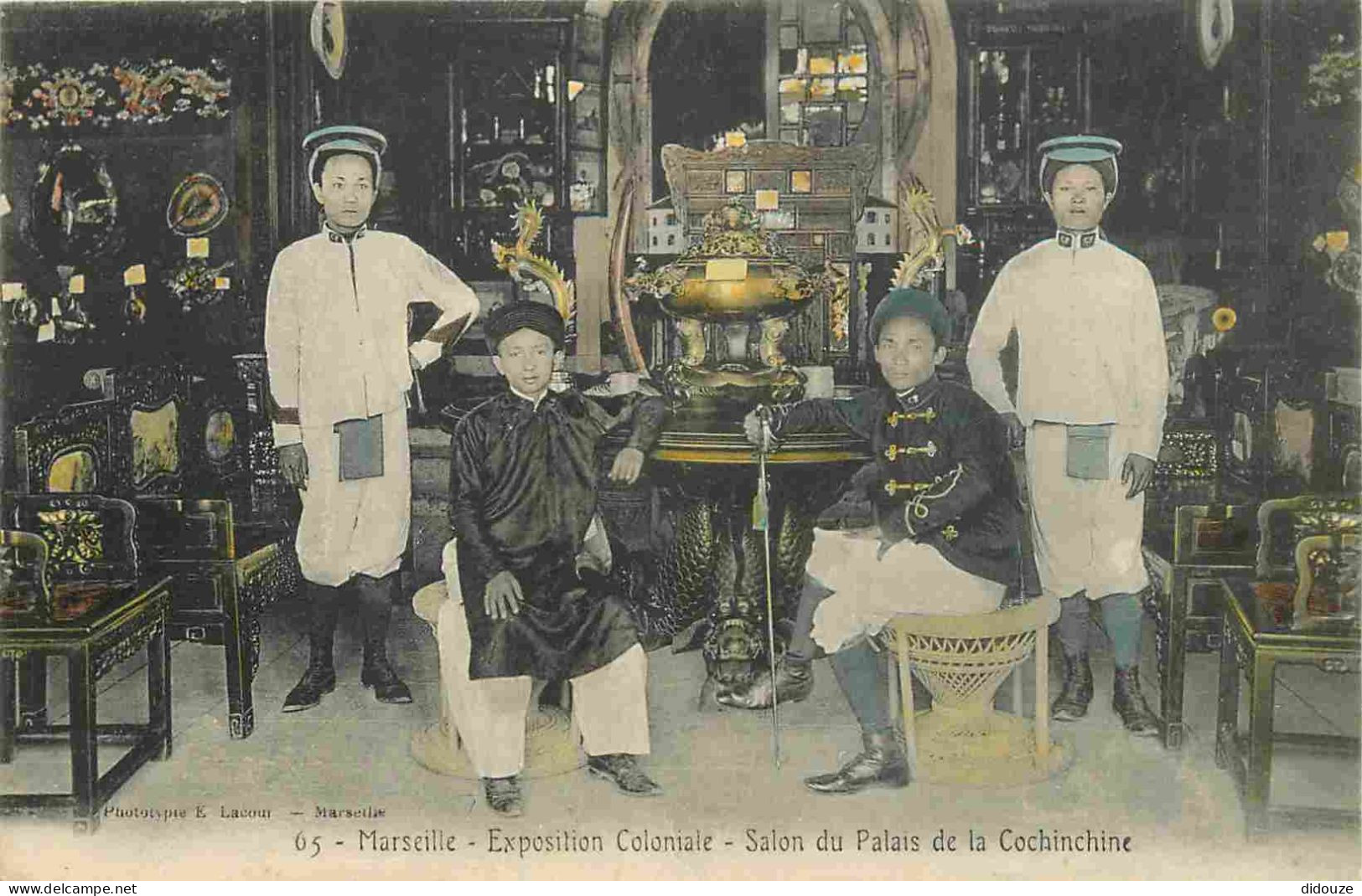 13 - Marseille - Exposition Coloniale De 1906 - Salon Du Palais De La Cochinchine - Animée - Colorisée - Folklore - Scèn - Mostre Coloniali 1906 – 1922