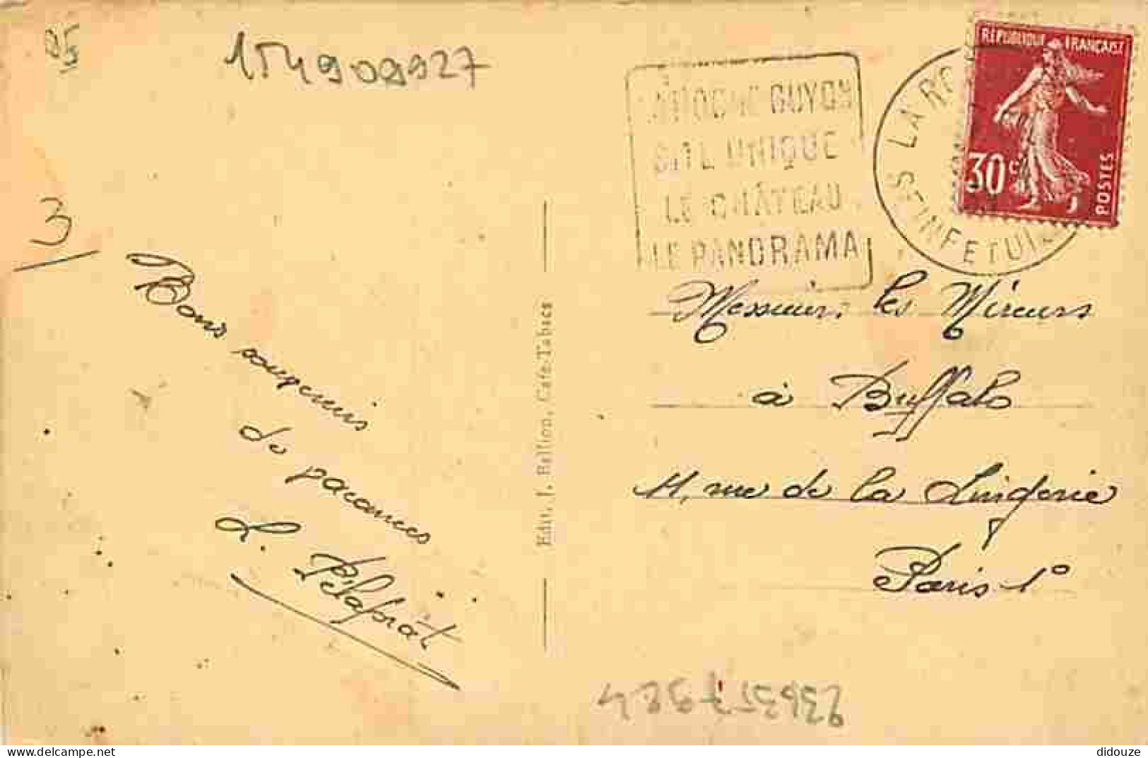 95 - La Roche Guyon - Le Château - La Cour D'honneur - Oblitération Ronde De 1938 - CPA - Voir Scans Recto-Verso - La Roche Guyon