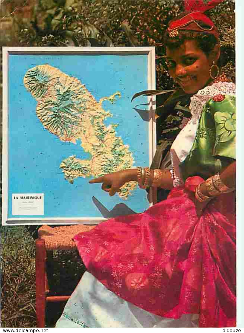 Martinique - Carte Géographique - Femmes - Costume Créole - CPM - Voir Scans Recto-Verso - Sonstige & Ohne Zuordnung