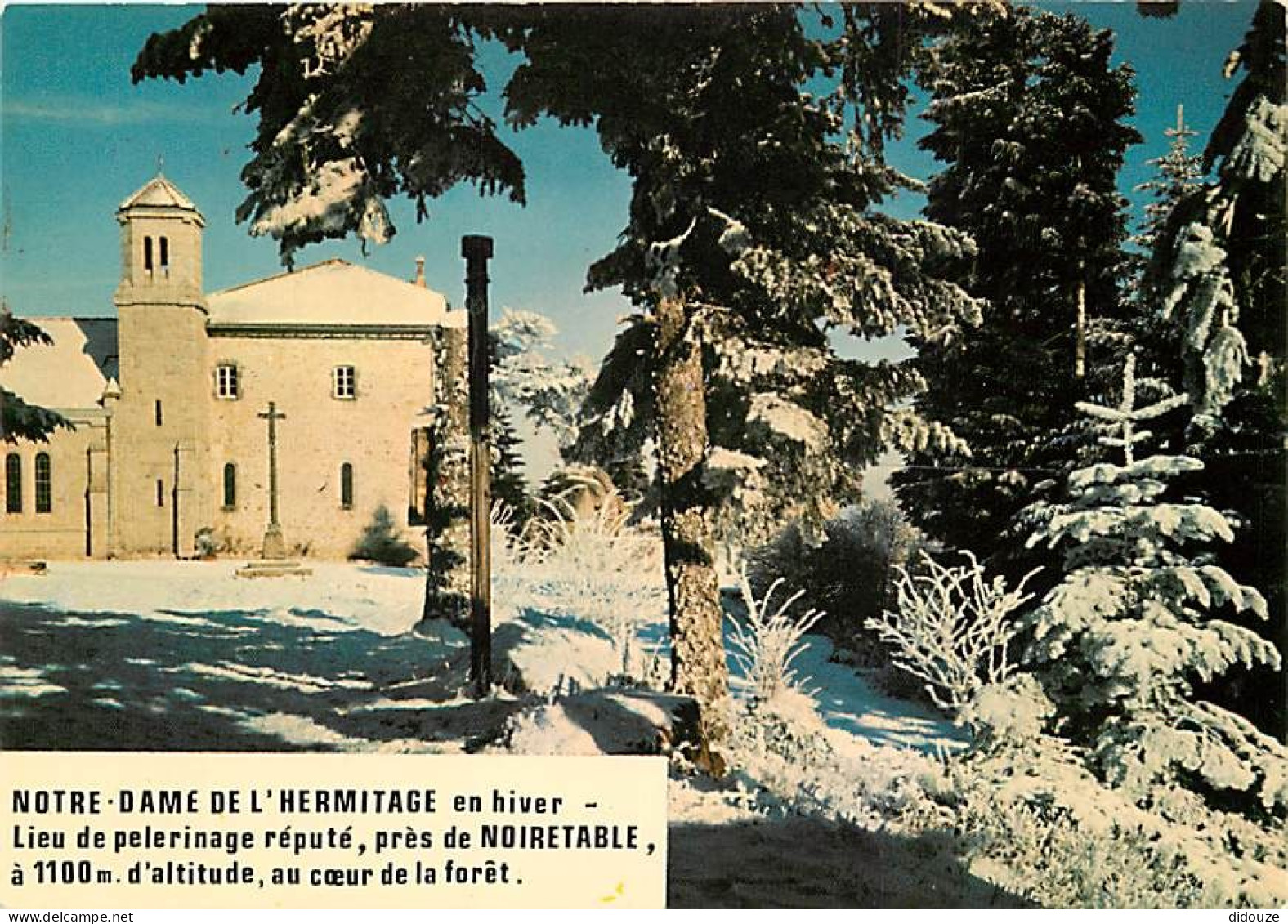 42 - Noiretable - Notre Dame De L'Hermitage - Sous La Neige - L'arrivée - Clocher Et Croix De L'Immaculée Conception - C - Noiretable