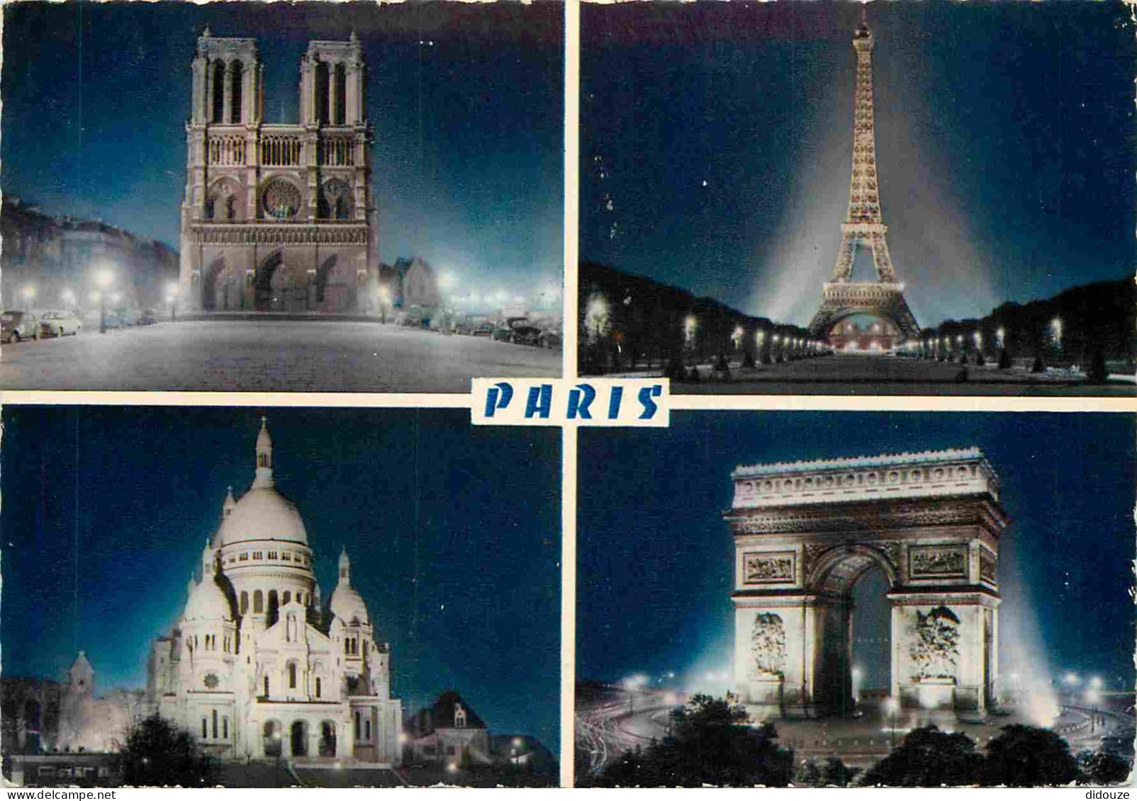 75 - Paris - La Nuit - Multivues - Carte Dentelée - CPSM Grand Format - Voir Scans Recto-Verso - Multi-vues, Vues Panoramiques