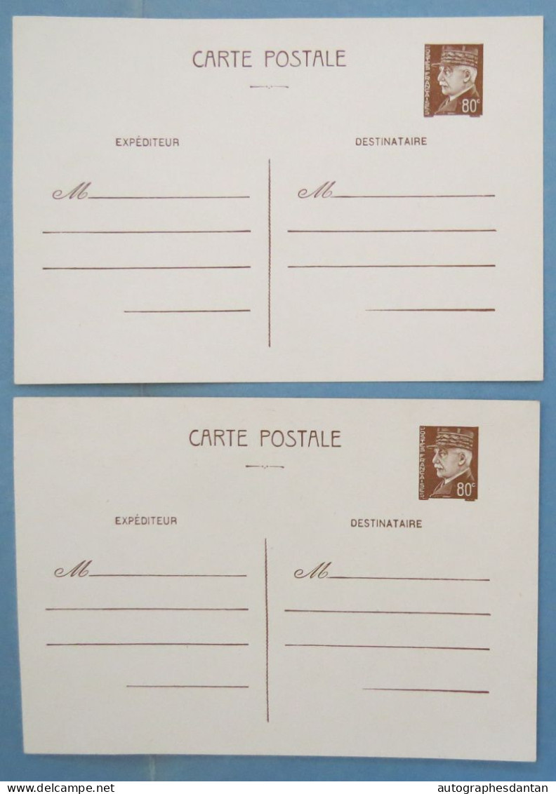 ● Lot De 2 Entiers Postaux Timbre Maréchal Pétain 80c Imprimé - Vierge - Entier Postal - Autres & Non Classés