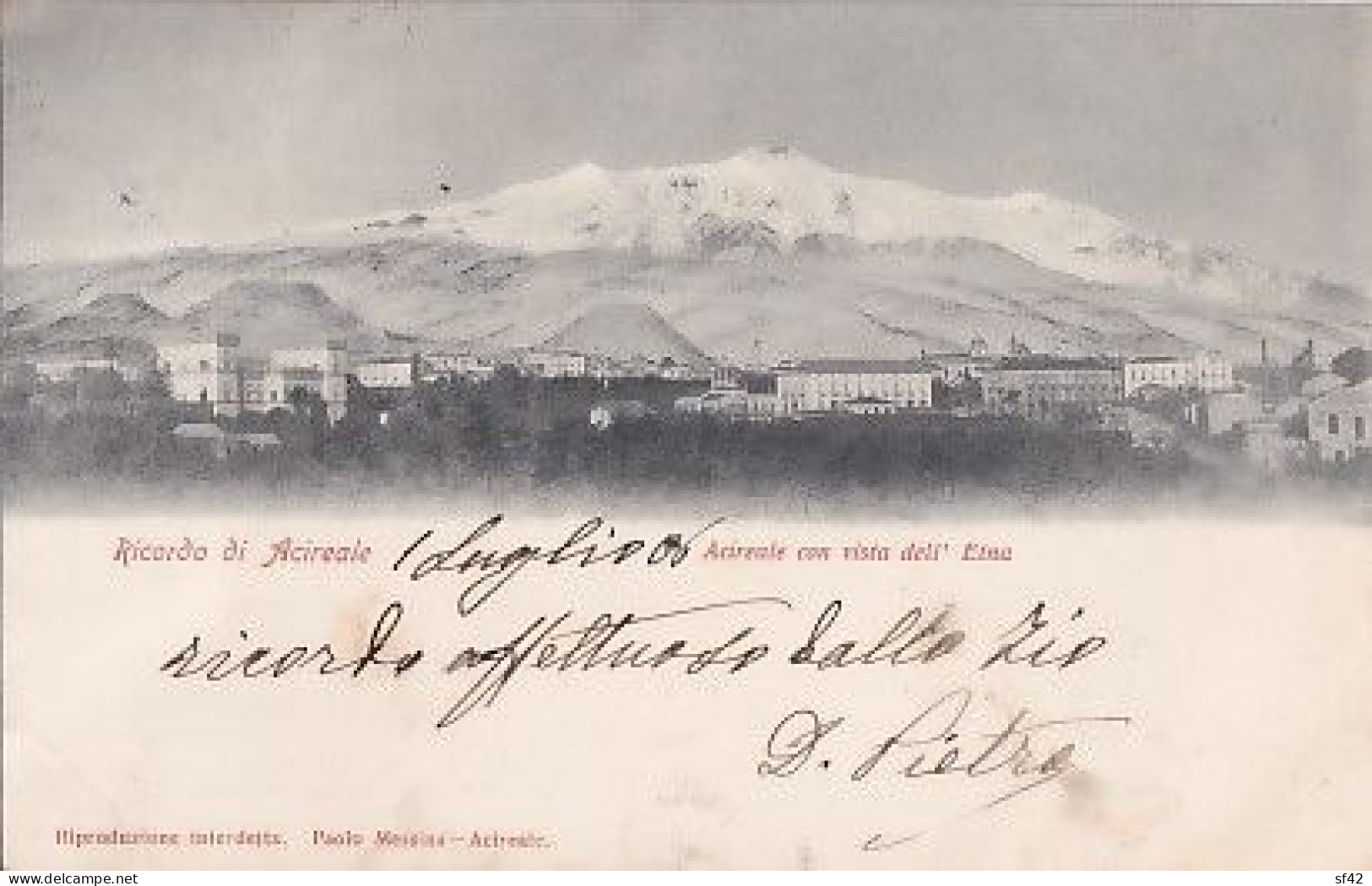 RICORDO DI ACIREALE           ACIREALE CON VISTA DELL'  ETNA        PRECURSEUR - Acireale