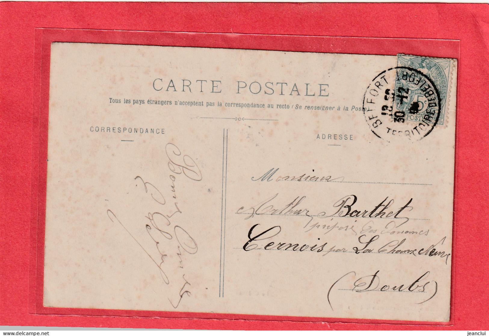 BELFORT LE ....  LE CHATEAU  .  CARTE AFFR AU VERSO LE 30-12-1904  .  2 SCANNES - Belfort - Ville