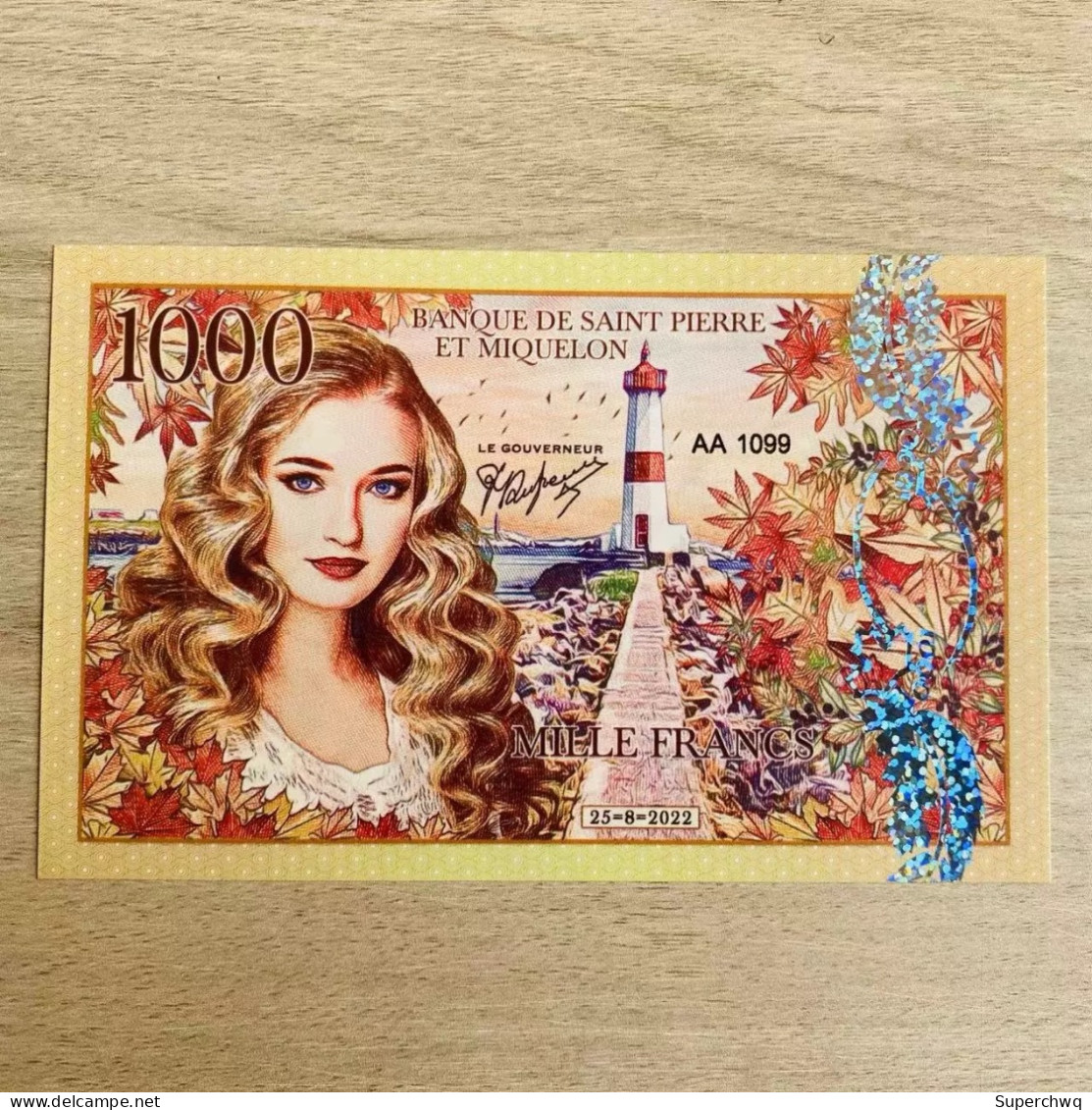 2022 Saint Pierre And Miquelon 1000 Franc Plastic Fluorescent Banknotes，UNC - St. Helena