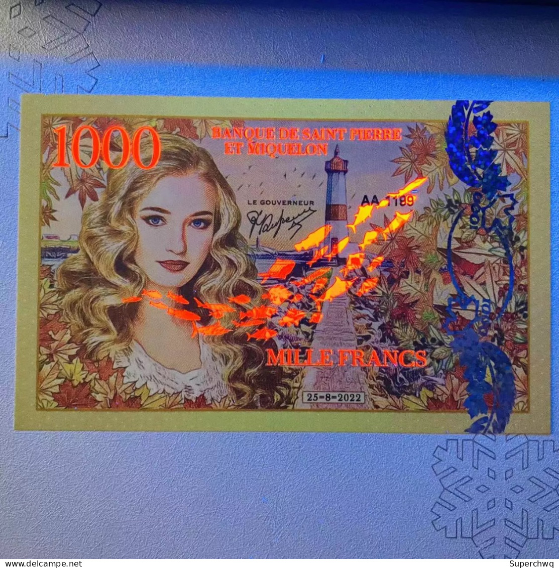 2022 Saint Pierre And Miquelon 1000 Franc Plastic Fluorescent Banknotes，UNC - Isola Sant'Elena