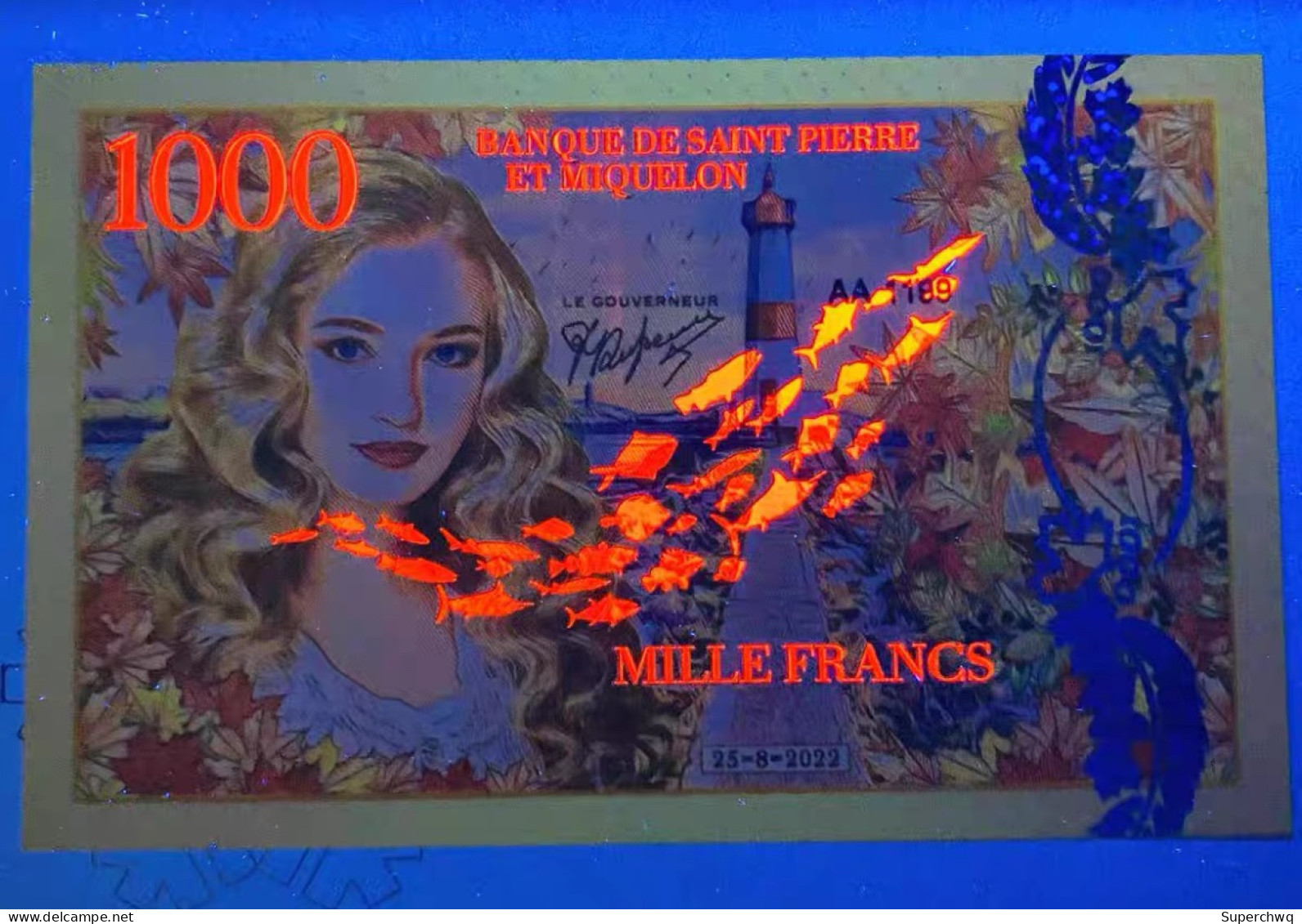 2022 Saint Pierre And Miquelon 1000 Franc Plastic Fluorescent Banknotes，UNC - Saint Helena Island
