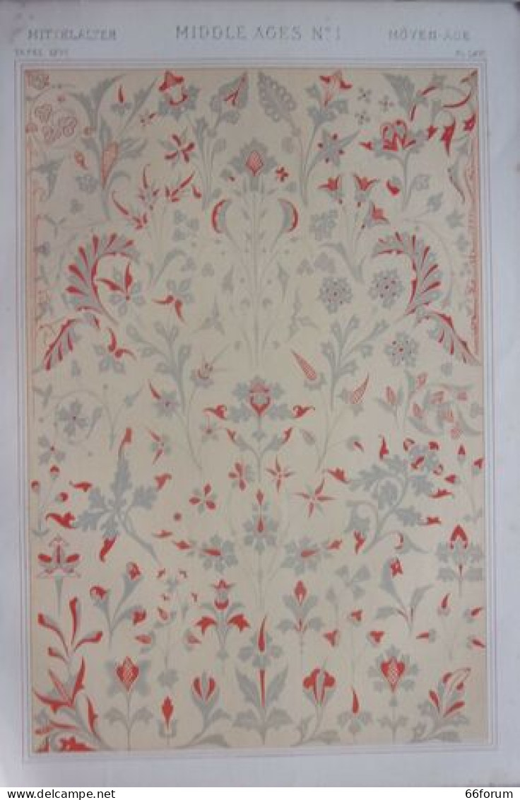 Planche Couleur Vers 1868 Decoration MOYEN AGE N° 1 - Autres & Non Classés