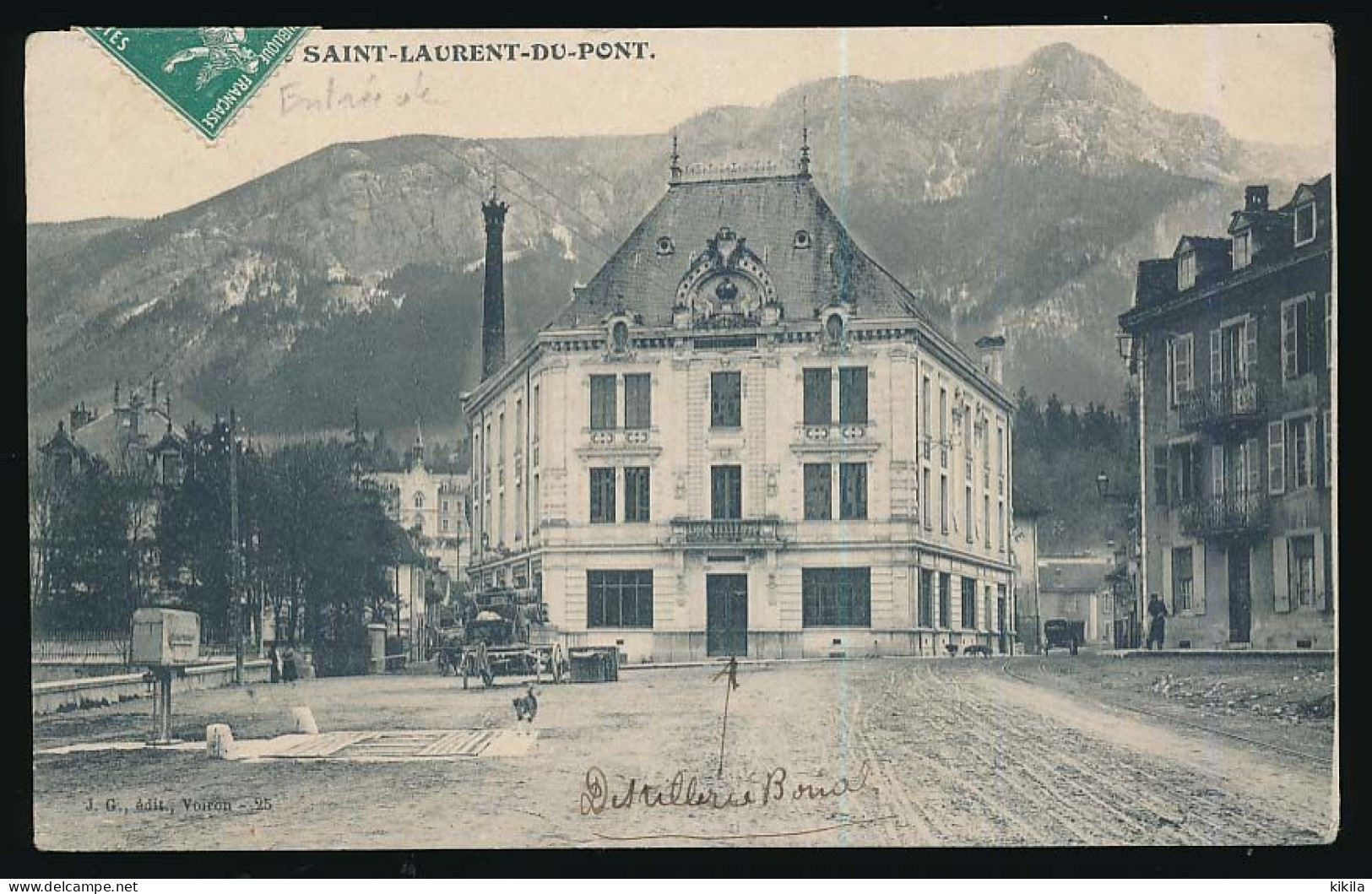 CPA  9 X 14 Isère Entrée De SAINT-LAURENT-DU-PONT Le Pont-bascule La Distillerie Bonal Tonneau Barrique Sur Un Char - Saint-Laurent-du-Pont