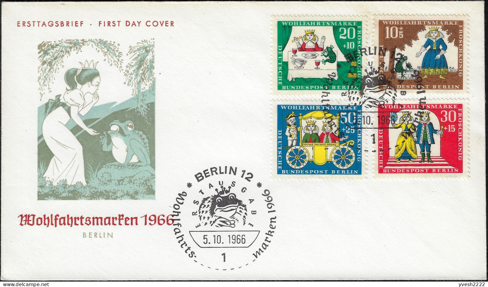 Berlin 1966 Y&T 262 à 265 Sur FDC. Le Roi Des Grenouilles, D'après Les Frères Grimm - Ranas