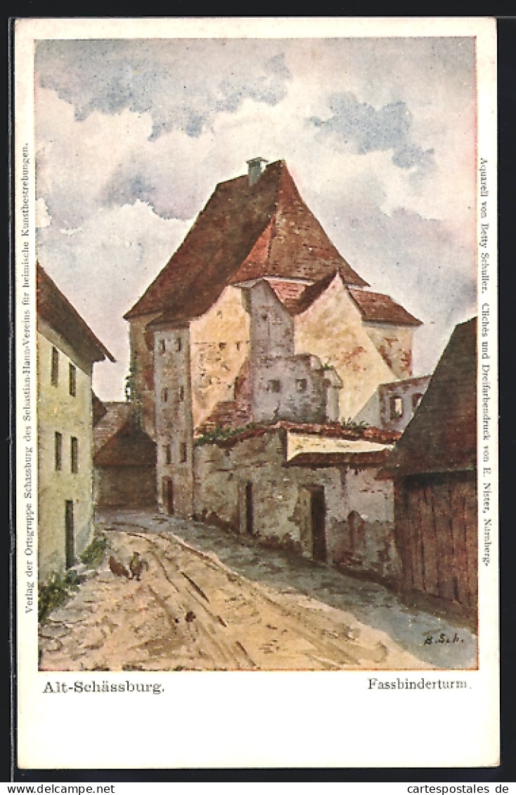 Künstler-AK Schässburg, Fassbinderturm  - Rumänien