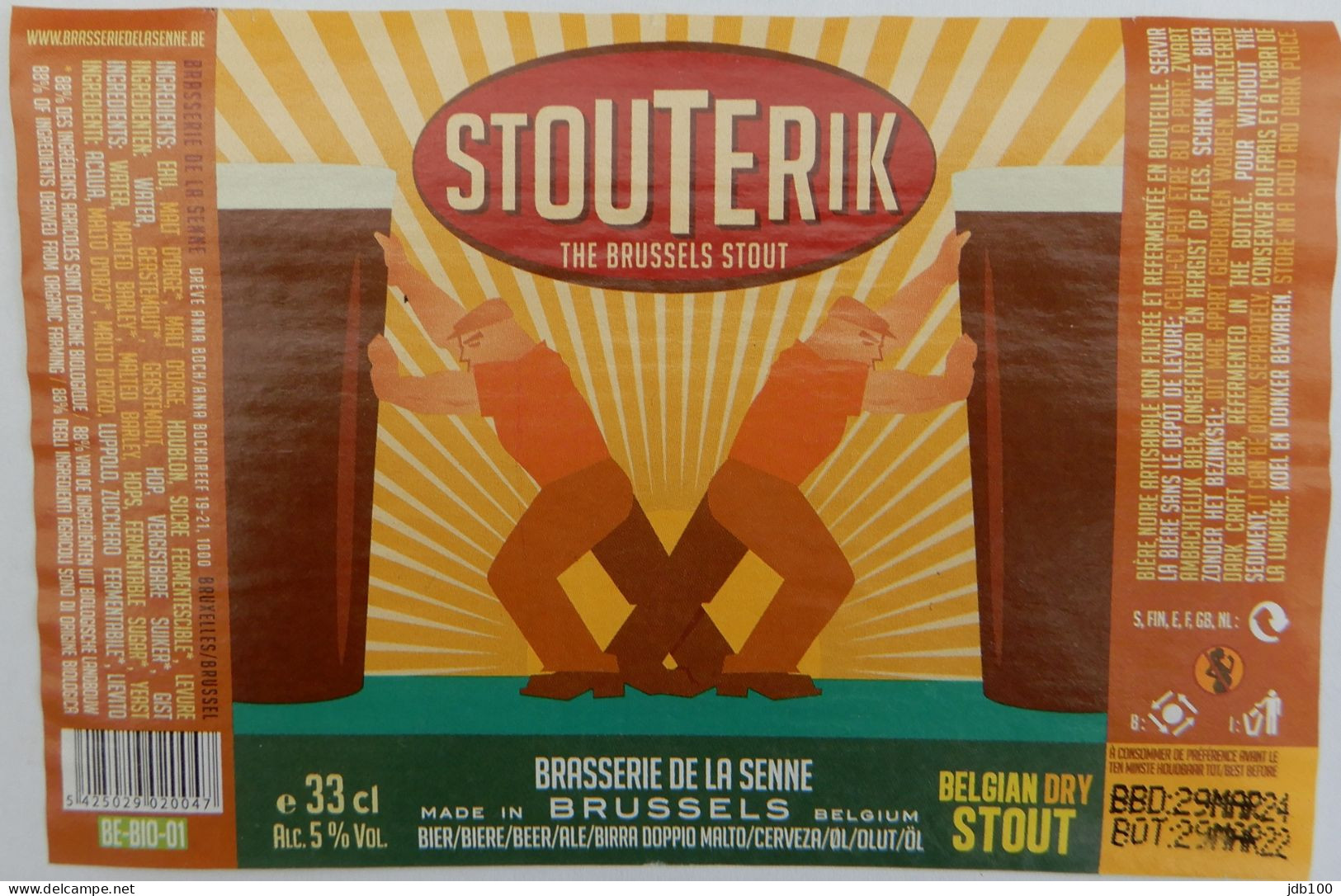 Bier Etiket (6v6), étiquette De Bière, Beer Label, Stouterik Brouwerij De La Senne - Beer