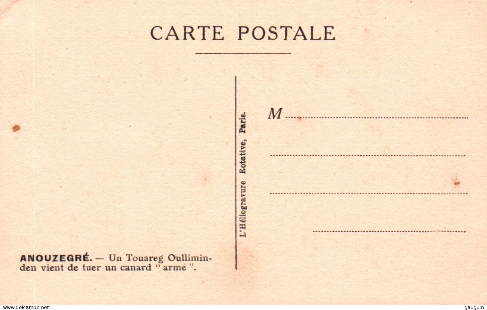 CPA - ANOUZÉGRÉ - Un Touareg Oulliminden Vient De Tuer Un Canard - Edition Héliogravure - Niger