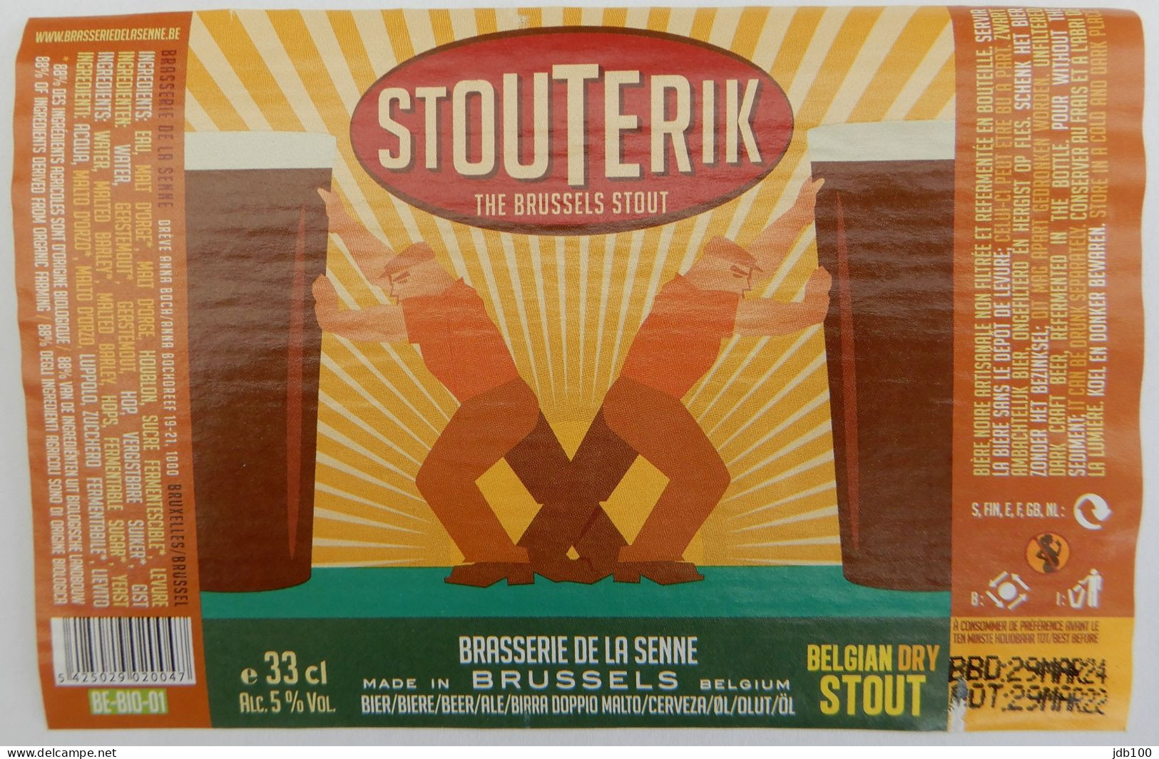 Bier Etiket (6v8), étiquette De Bière, Beer Label, Stouterik Brouwerij De La Senne - Beer