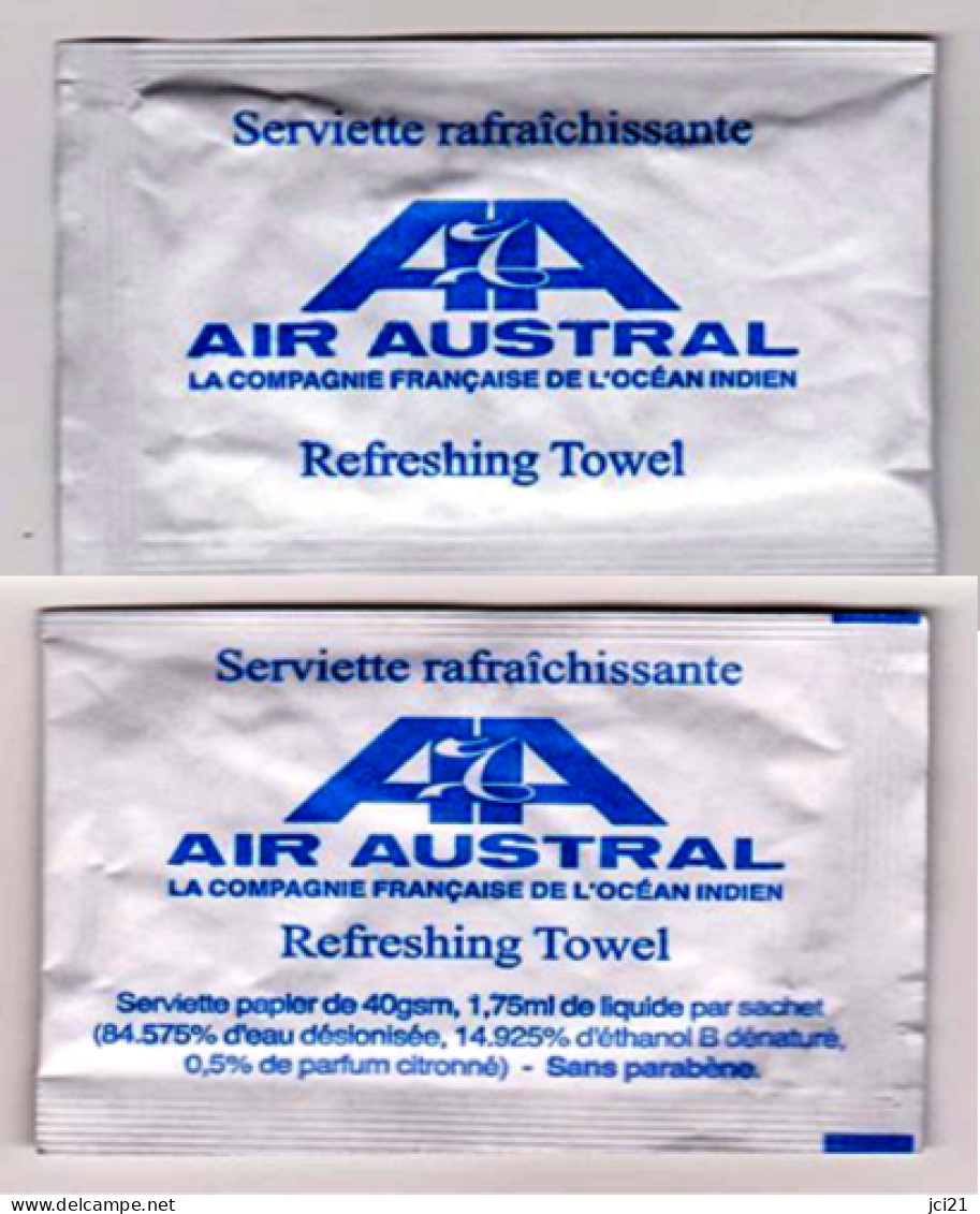 Sachet "Serviette Rafraîchissante AIR AUSTRAL" (scann Recto Verso)_Di025 - Otros & Sin Clasificación