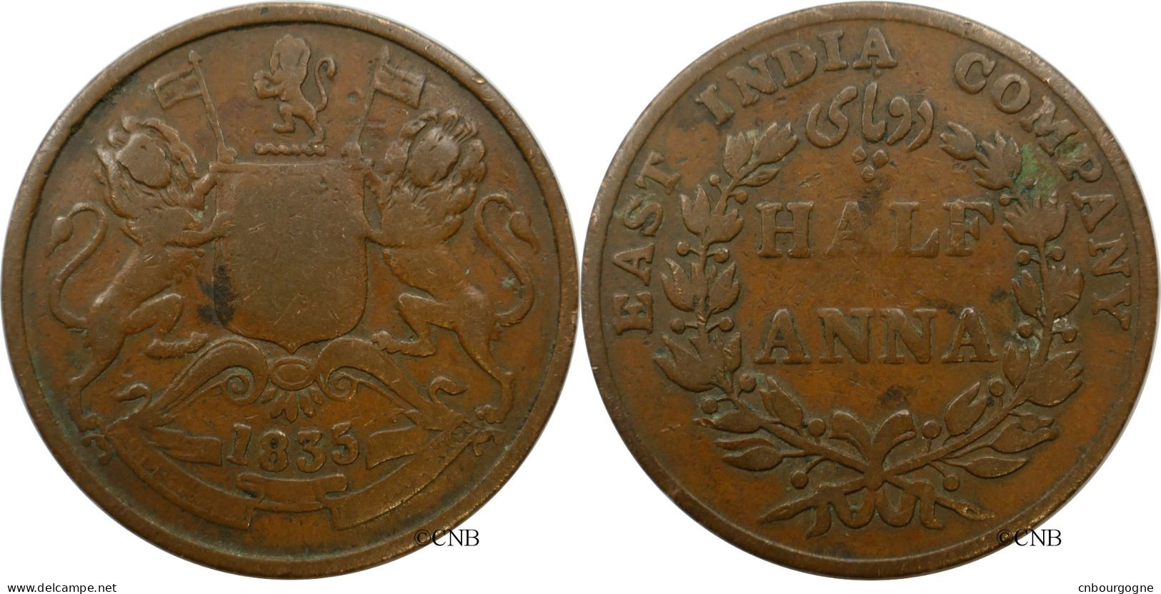 Inde Britannique - East India Company - 1/2 Anna 1835 Bombay - TB/VF25 - Mon6054 - India