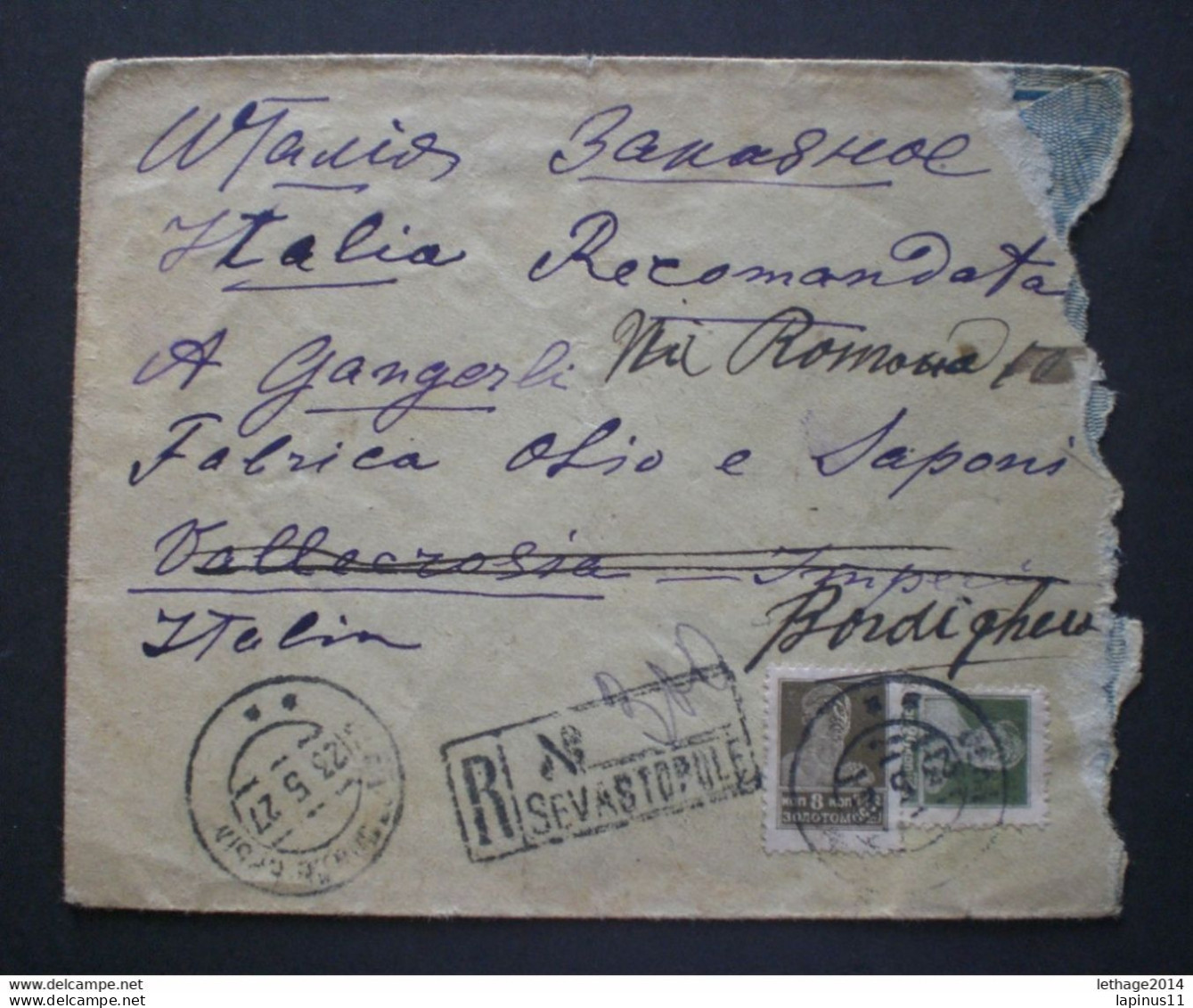 RUSSIA RUSSIE РОССИЯ STAMPS COVER 1927 REGISTER MAIL RUSSLAND TO ITALY RRR - Brieven En Documenten