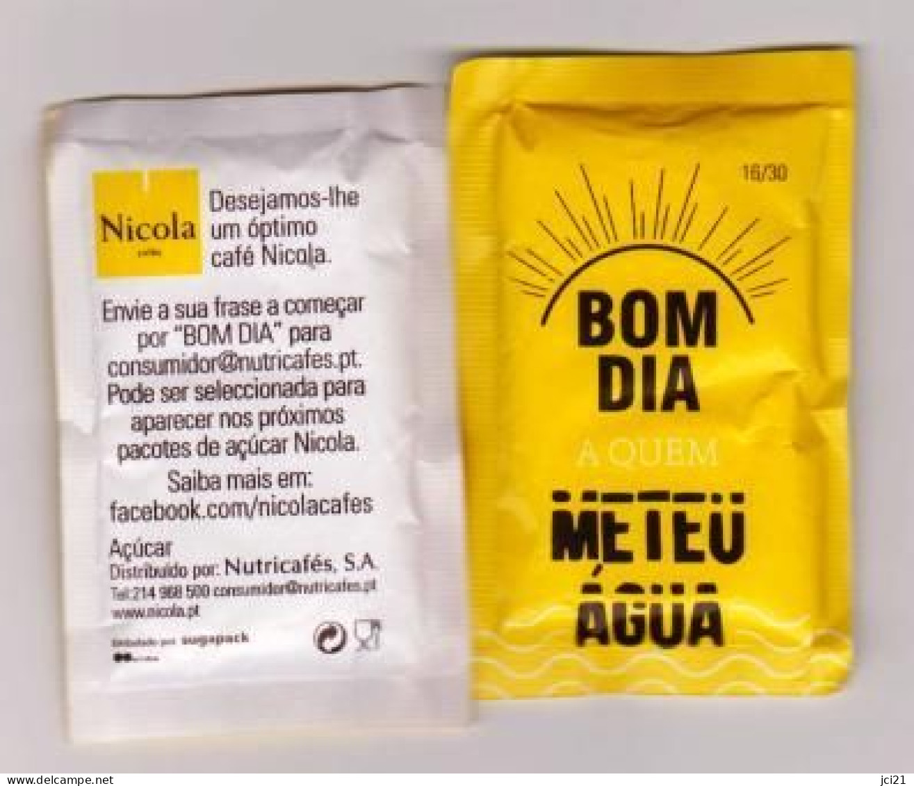 Sachet De Sucre " BOM DIA METEU AGUA 16/30 "  Portugal (scann Recto-verso) [S084]_Di111 - Zucchero (bustine)