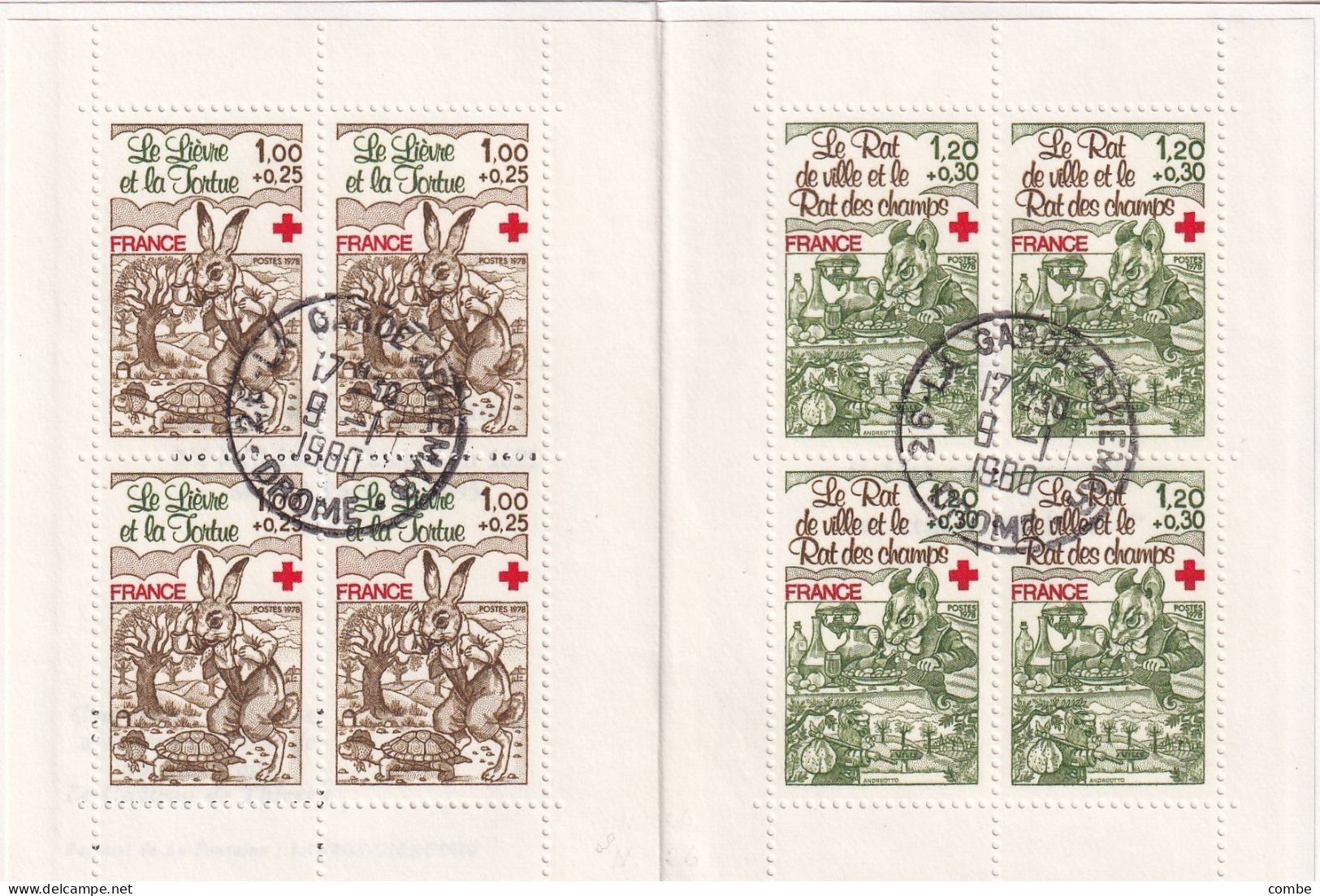 CARNET CROIX ROUGE. 1978. N° 2024-2025. OBLITERATION RONDE LA GARDE-ADHEMAR DROME - Red Cross