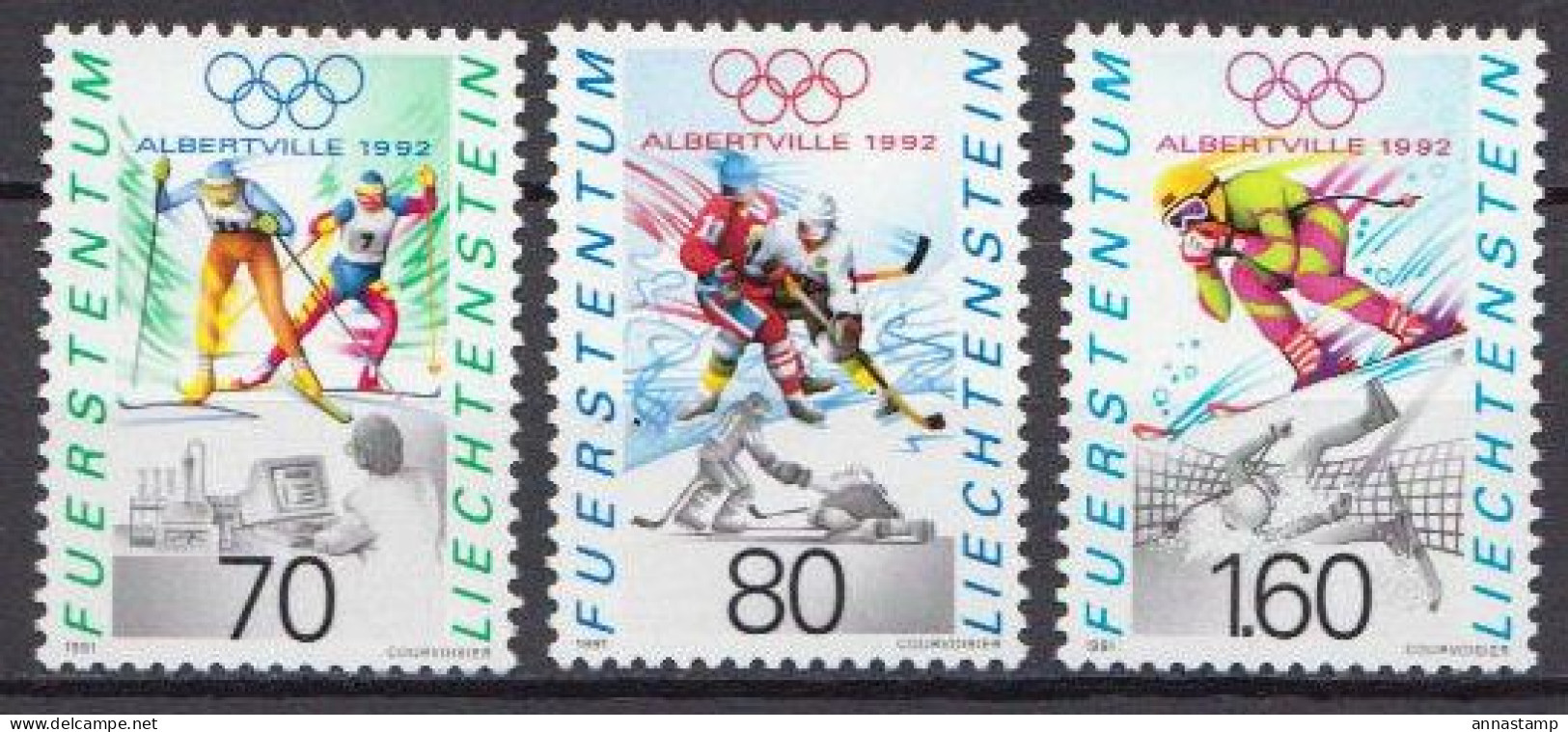Liechtenstein MNH Set - Invierno 1992: Albertville