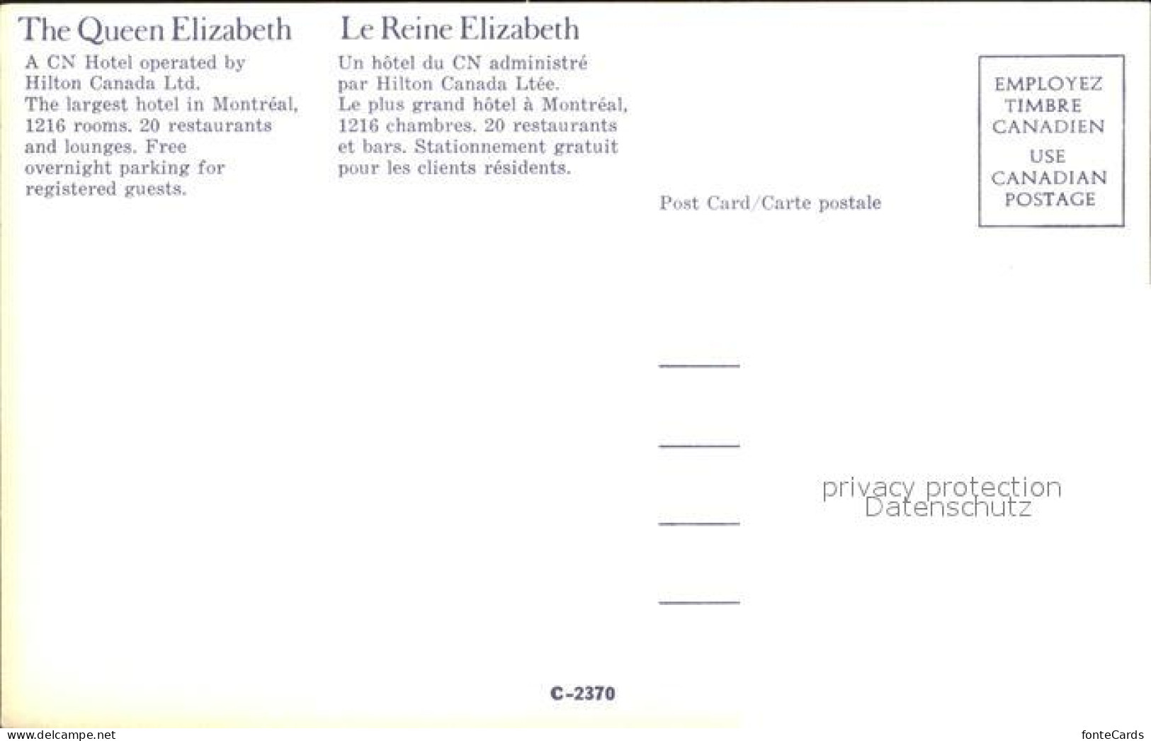 72293178 Montreal Quebec Le Reine Elizabeth Queen Elizabeth Montreal - Non Classificati