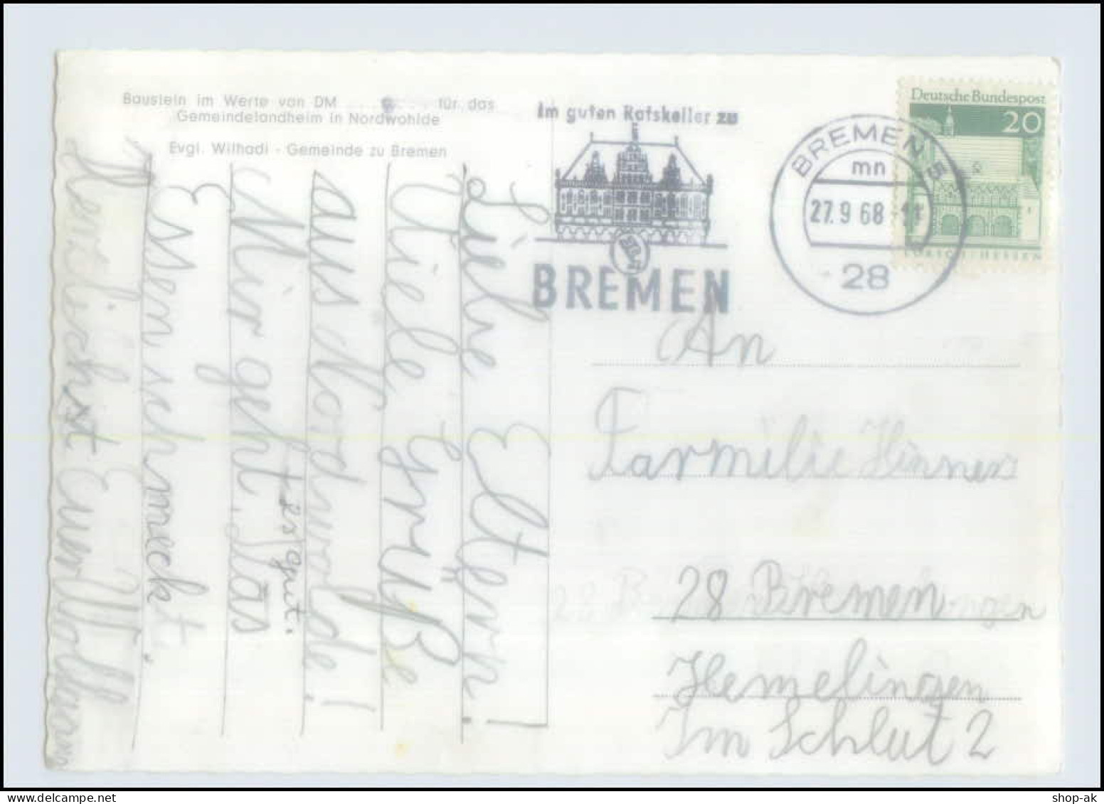 Y189/ Bassum Baustein AK Nordwohlde Gemeindelandheim 1968 AK Bremen - Other & Unclassified