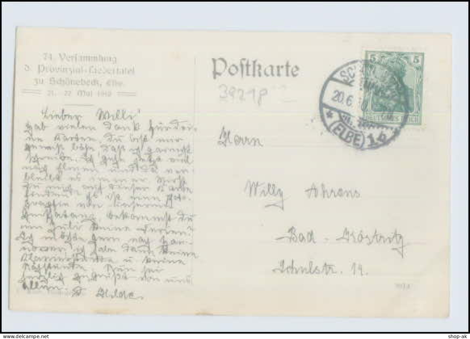 N9529-392./ Schönebeck Elbe 74. Versammlung D. Prov. Liedertafel AK 1910 - Autres & Non Classés