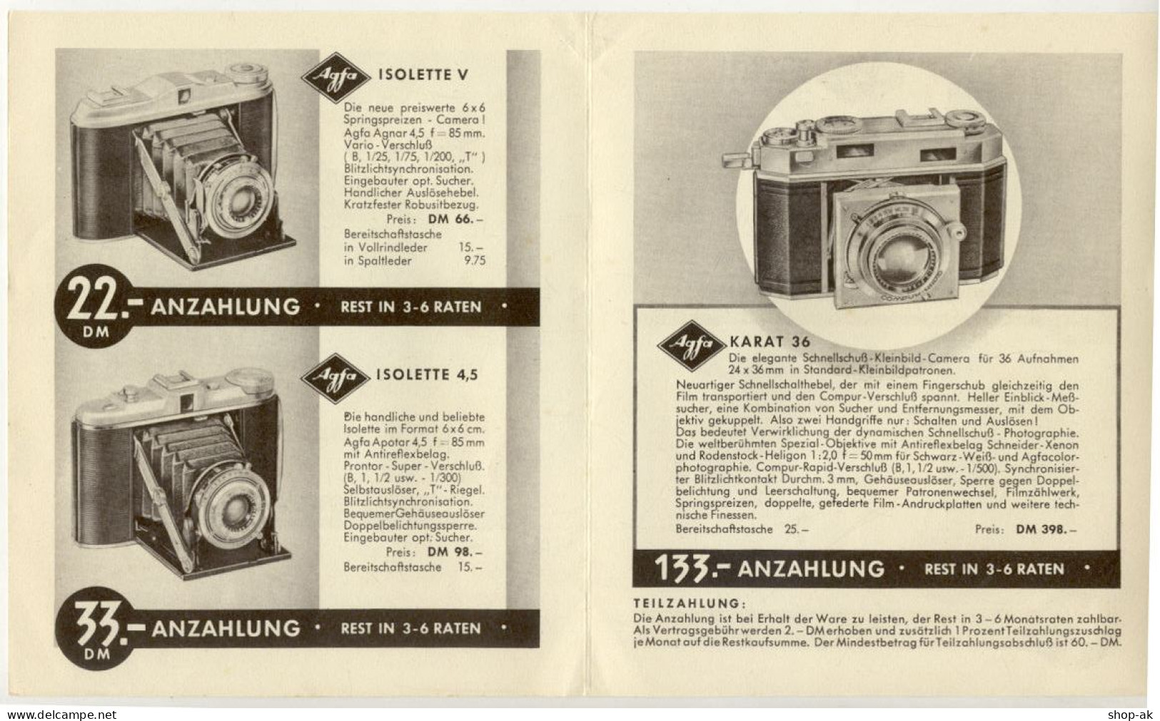 C269/ Agfa Fotoapparat Prospekt Ca.1955 - Advertising