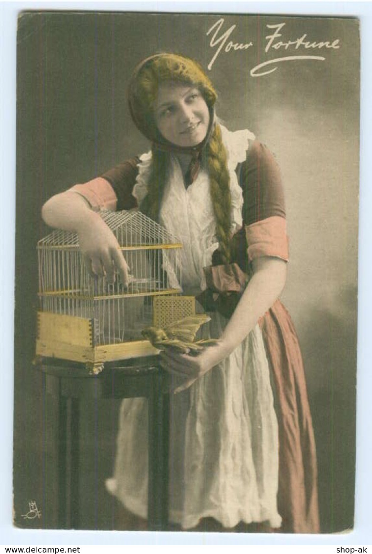 Y5192/ Tuck`s AK "Your Fortune" Frau Mit Vogelkäfig   Ca.1912  - Uccelli