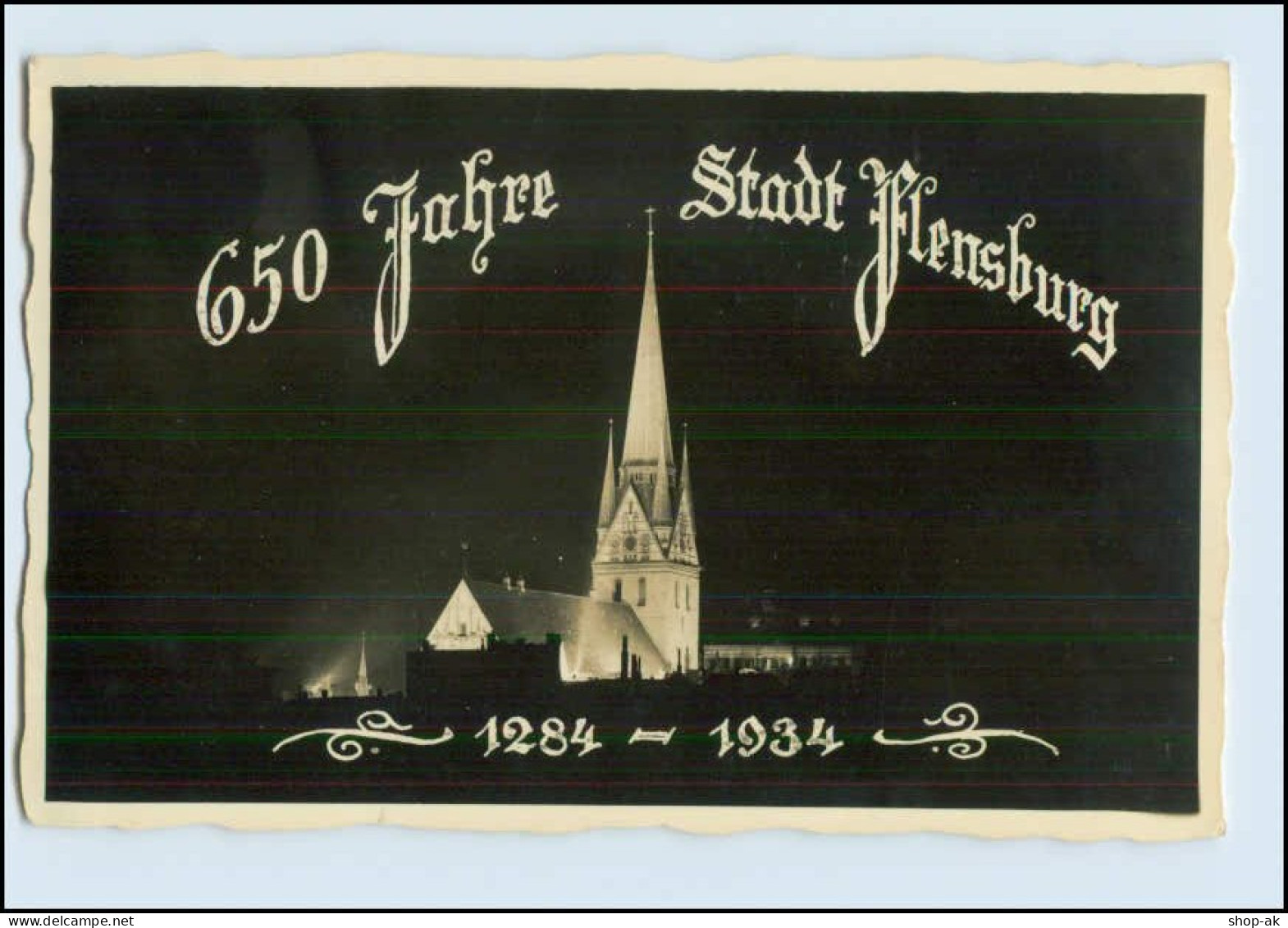 A4976/ 650 Jahre Stadt Flensburg 1934 Bei Nacht Foto AK - Flensburg
