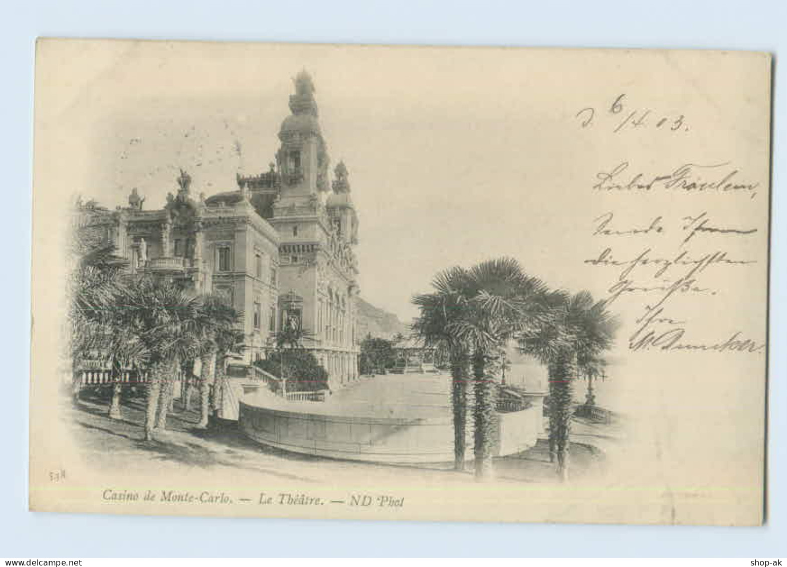 F611/ Monaco Casino De Monte-Carlo AK 1903 - Sonstige & Ohne Zuordnung