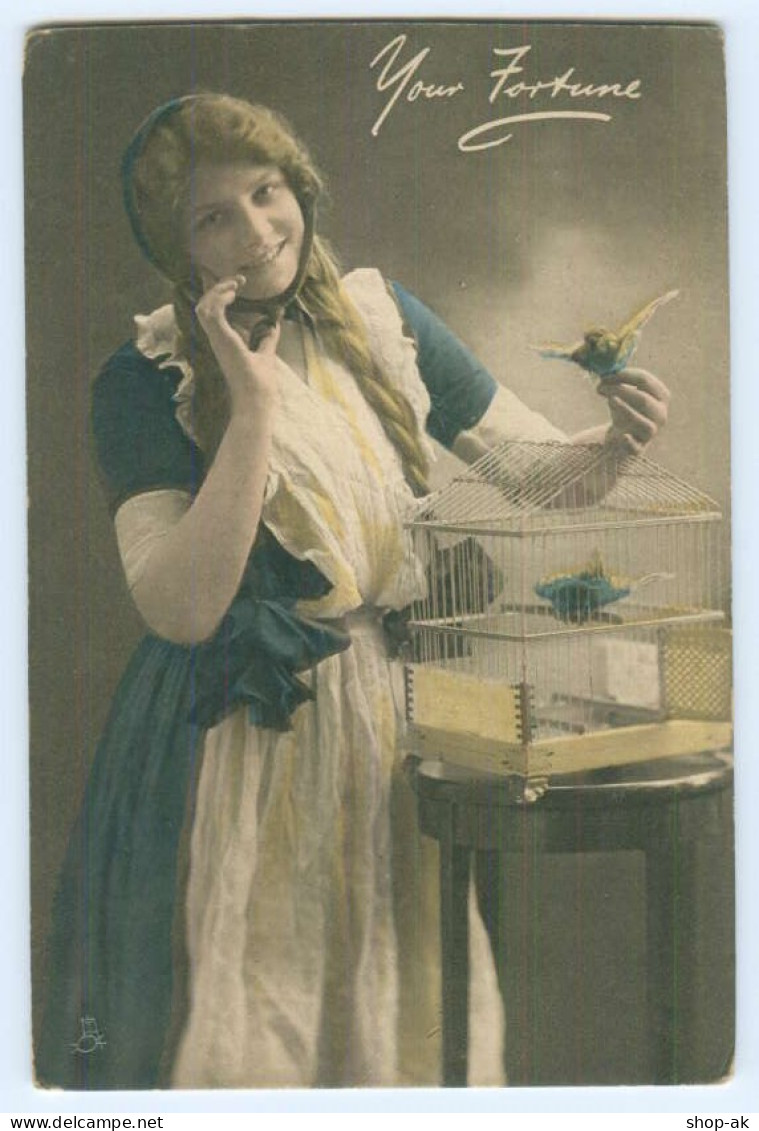 Y5194/ Tuck`s AK  Your Fortune - Frau Mit Vogelkäfig  Ca.1912  - Uccelli