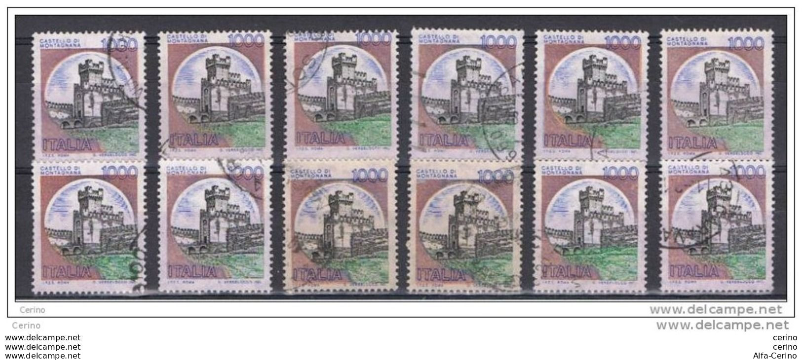 REPUBBLICA:  1980  CASTELLI  -  £. 1.000  MONTAGNANA  US. -  RIPETUTO  12  VOLTE  -  SASS. 1527 - Castles