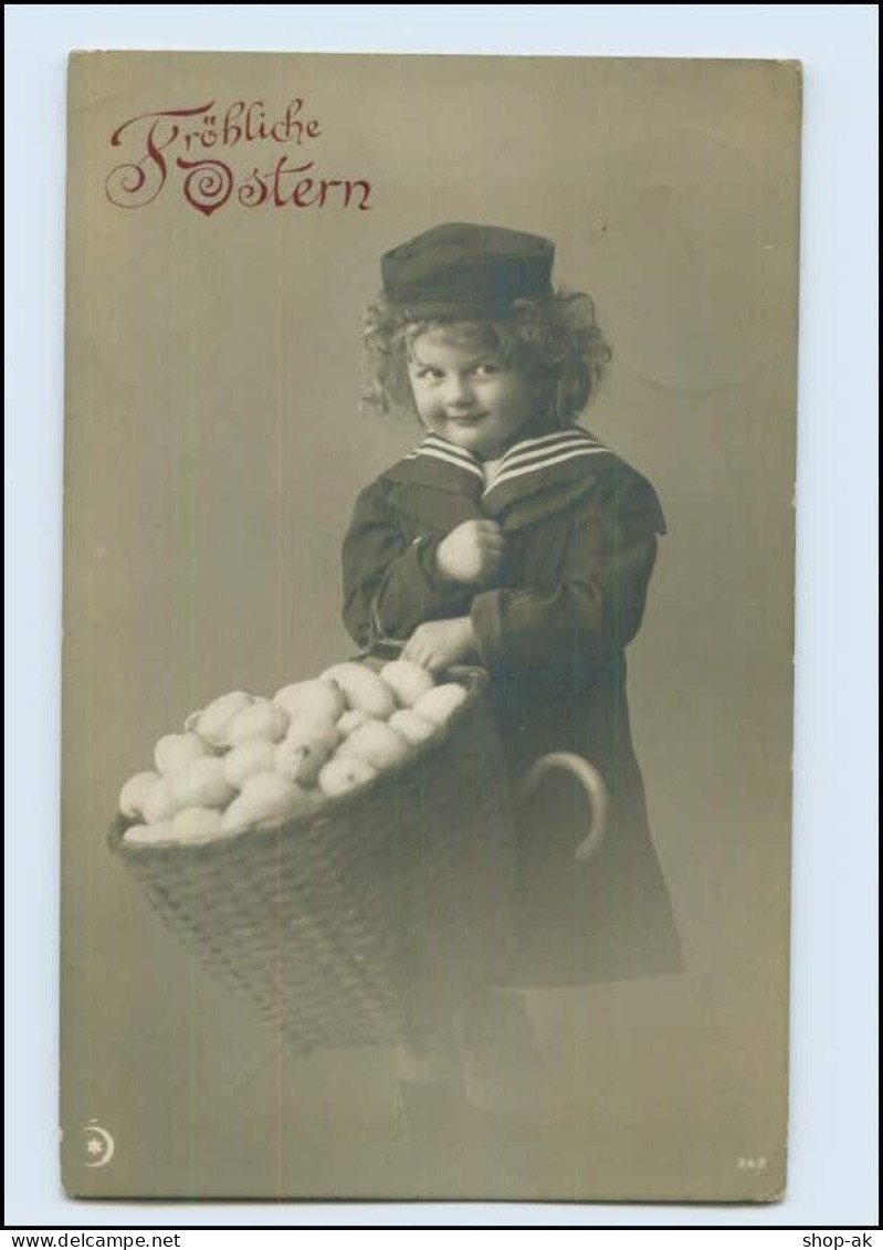 W8R01/ Ostern Kind Mit Korb Schöne Foto AK 1916 - Pâques