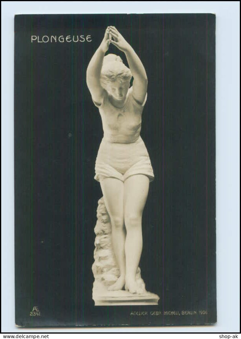 N687/ Skulptur Plongeuse  Atelier Gebr. Micheli, Berlin 1906 Foto AK - Sculptures