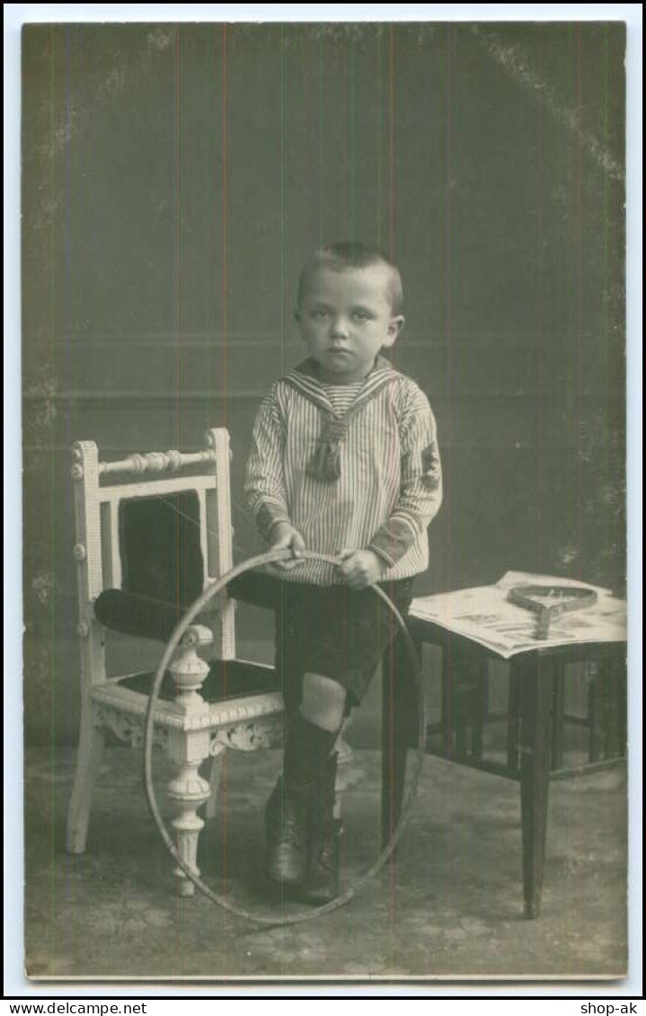 Y2630/ Junge Mit Hula-Hoop Reif  Foto AK Ca.1910  - Other & Unclassified