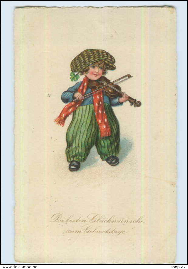 P3A64/ Geburtstag Kind Mit Geige 1927 Litho AK - Birthday