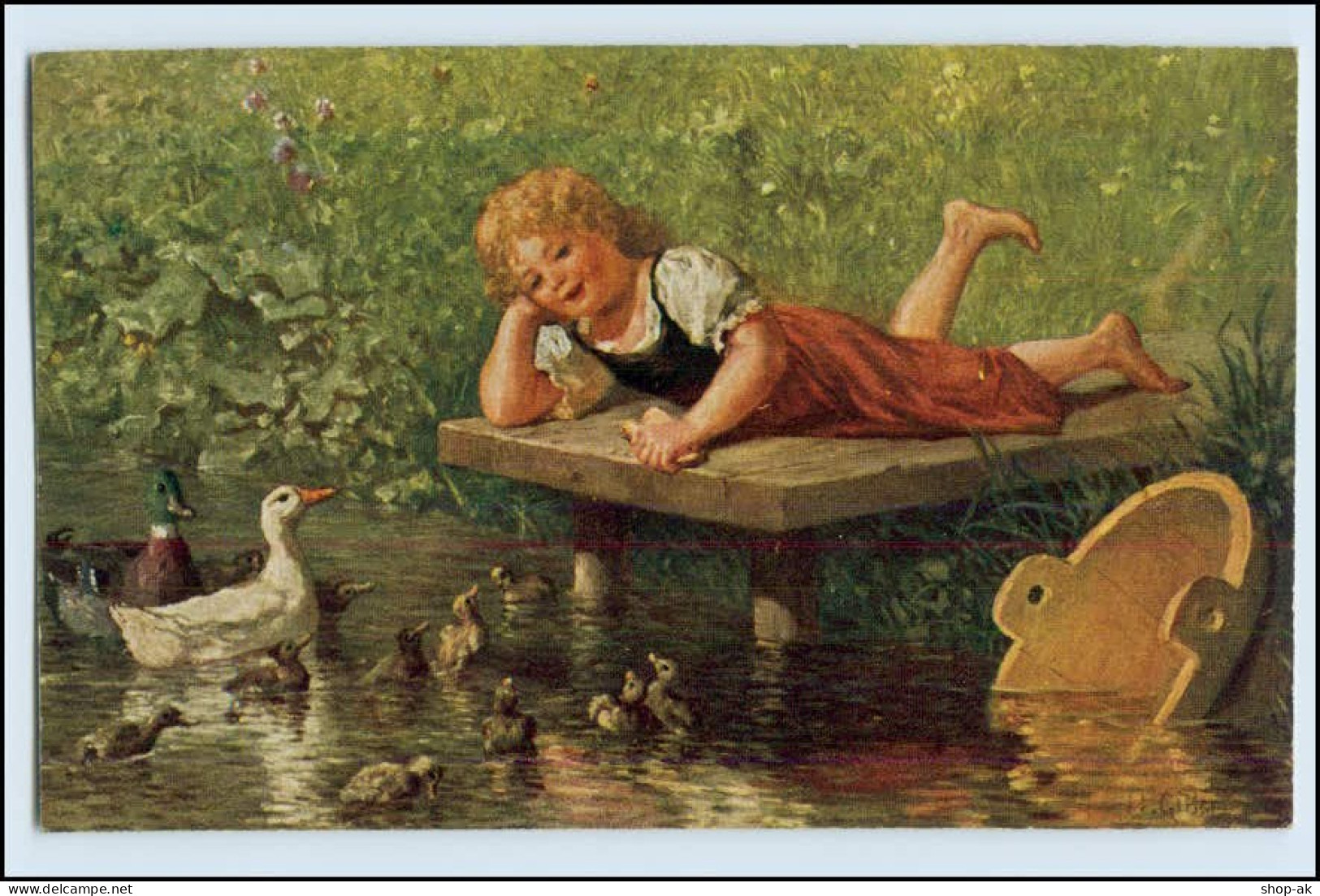 W3V37/ Mädchen Und Enten Enteliesel Künstler AK Galerie Münchener Meister - Mailick, Alfred