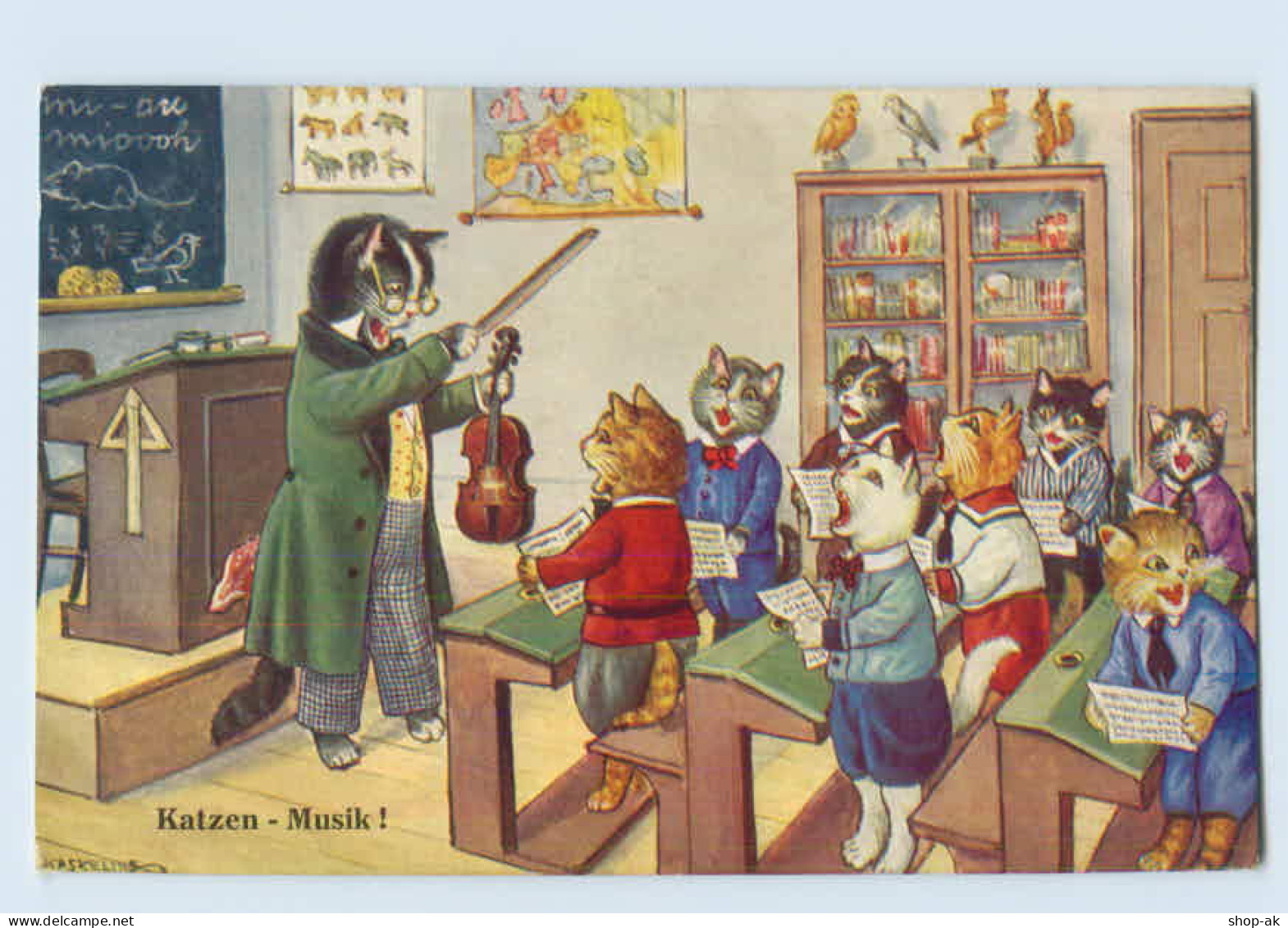 M008/ Katzen Singen In Der Schulklasse Künstler AK Kaslkeline 1938 - Mailick, Alfred