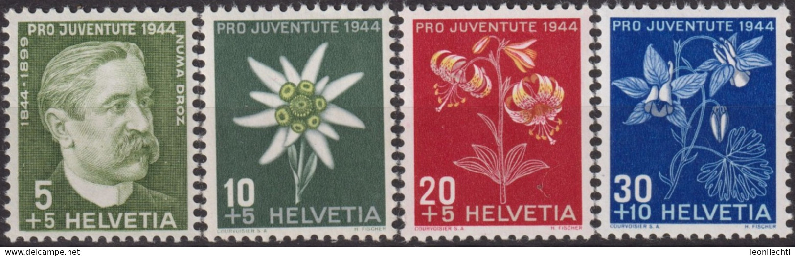 1944 Schweiz Pro Juventute ** Mi:CH 439-442, Yt:CH 399-402, Zum:CH J109-112, Numa Droz Und Alpenblumen - Nuevos