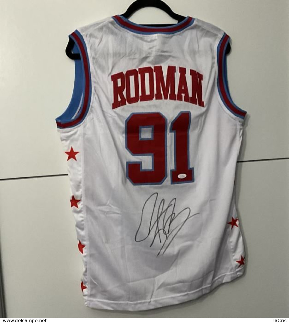 Los Angeles Lakers Dennis Rodman Hand Signed #91 NBA Basketball Custom Jersey Authenticated JSA ! - Authographs
