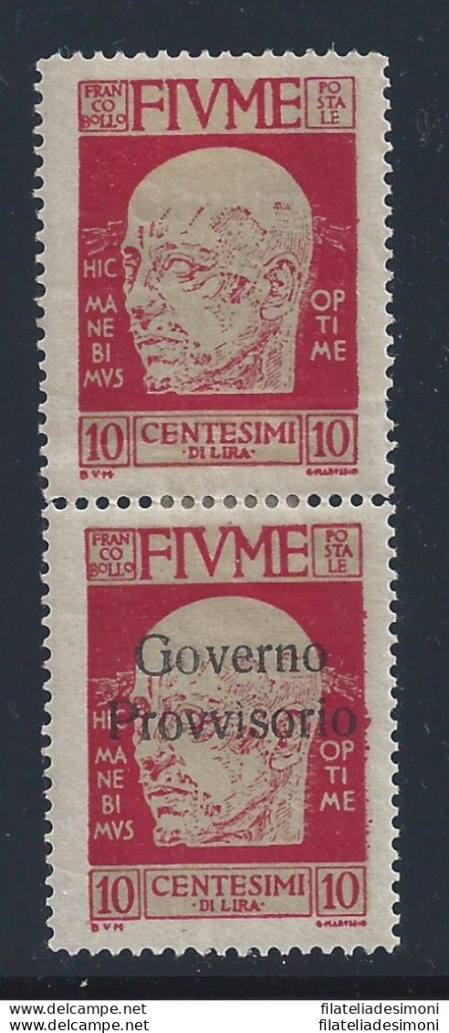 1921 Fiume, N° 176h 10 Cent. Carmin MLH/*  Sigla Enzo Diena - Otros & Sin Clasificación