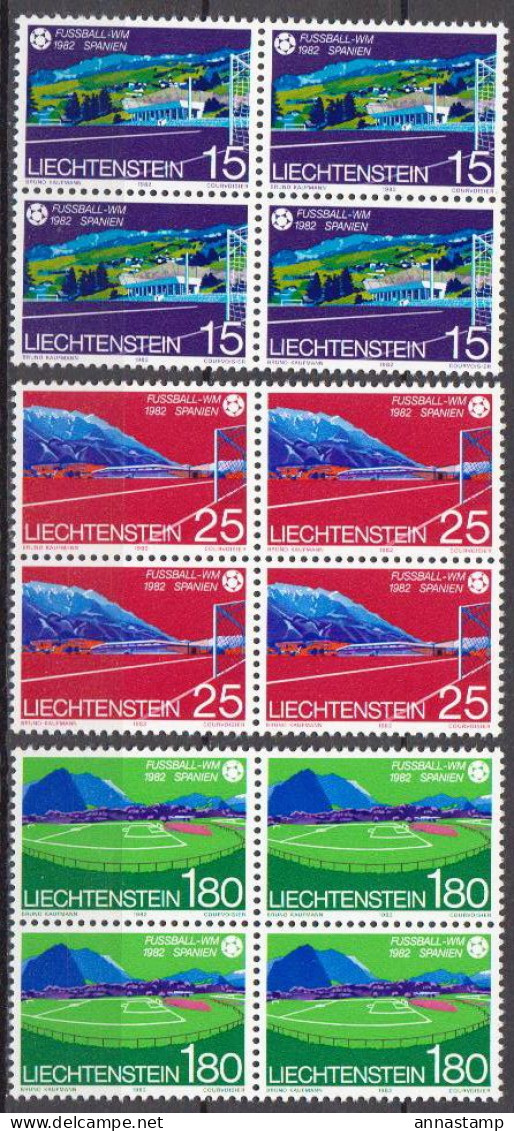 Liechtenstein MNH Set In Blocks Of 4 Stamps - 1982 – Spain