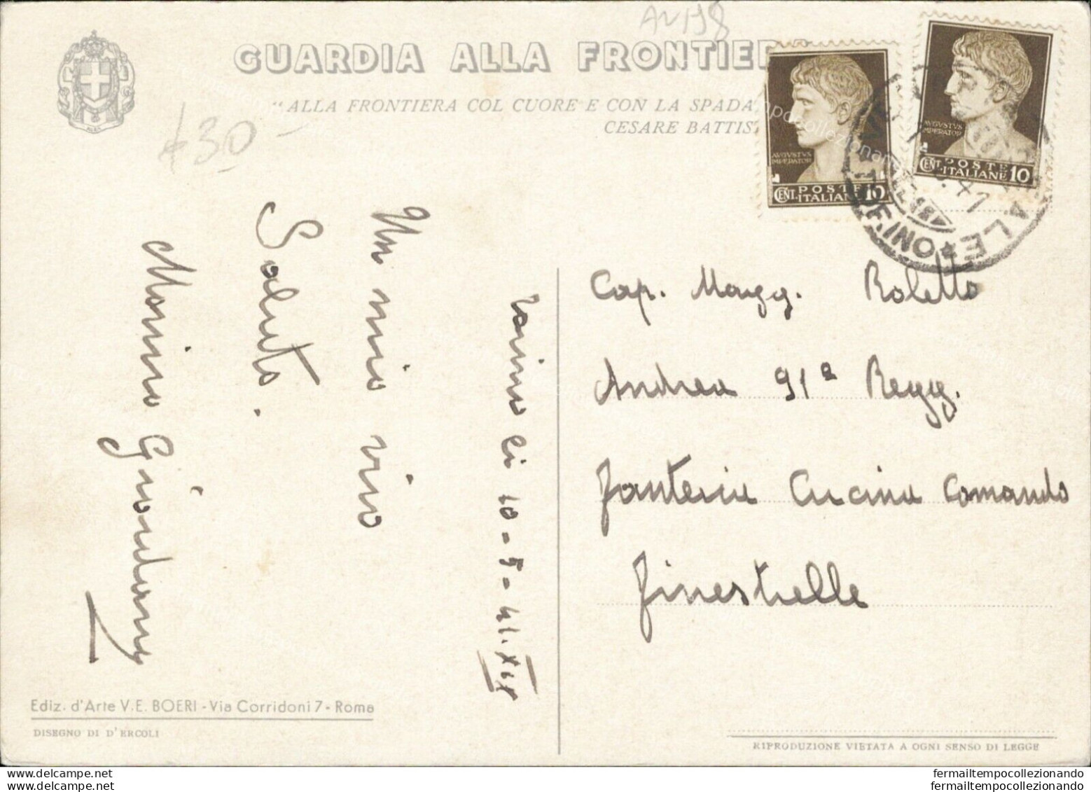 An198 Cartolina Militare Guardia Alla Frontiera - Regimente